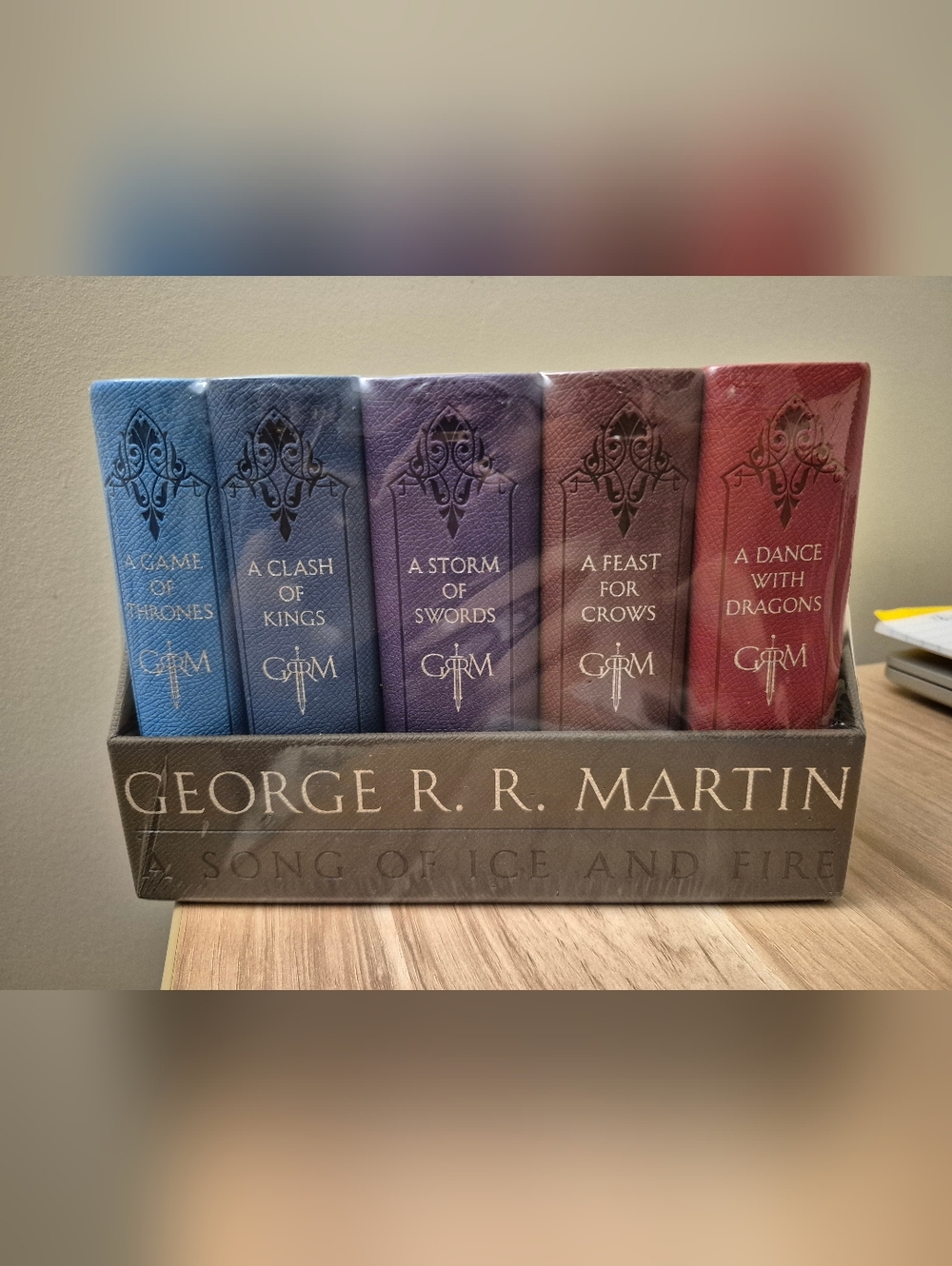 George RR Martin, Game OF Thrones A Song of Ice and Fire Book Set.  Leather